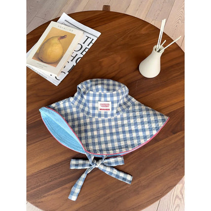 Korean Checkered Strap Fisherman's Hat