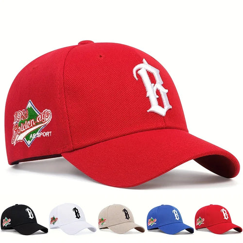 Unisex B Letter Embroidery Baseball Caps Adjustable Casual Hats