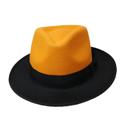 Men Women Wool Felt Fedora Hat Retro British Style Two Tone Jazz Cap