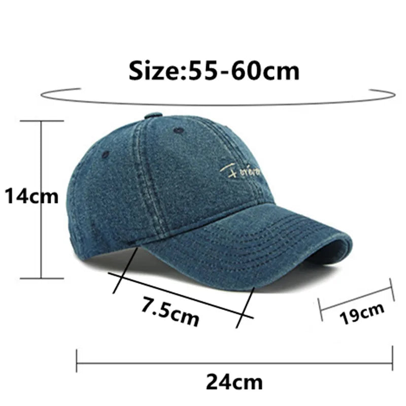 Snapback Cap Spring Summer Washable Denim