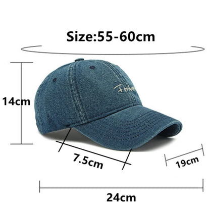 Snapback Cap Spring Summer Washable Denim