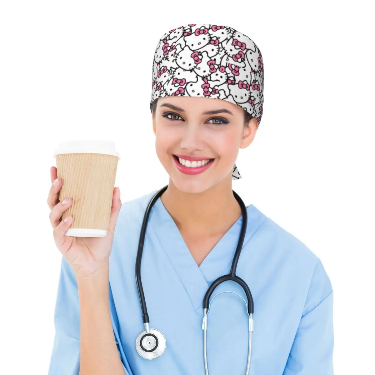 Custom Hello Kitty Medical Staff Scrubs Hat Women Men Cartoon Chara For Chef Hat