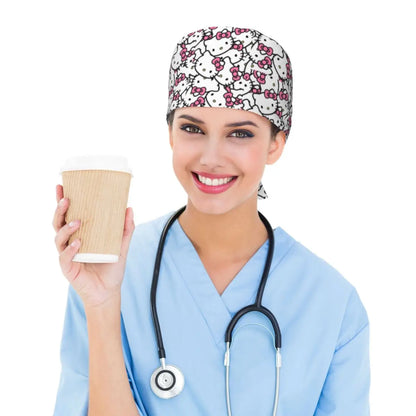 Custom Hello Kitty Medical Staff Scrubs Hat Women Men Cartoon Chara For Chef Hat