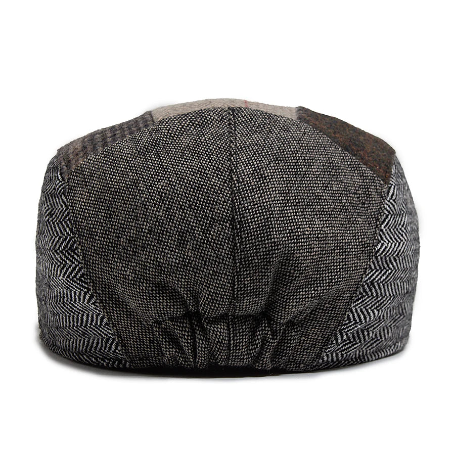 New Vintage Wool Patchwork Beret Men Autumn Winter Warm Newsboy Hat