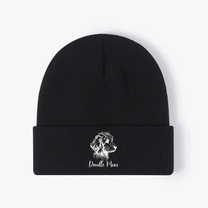 Doodle Mom Dog Knit Beanie Warm Cuffed Skull Cap Winter Slouchy Hat