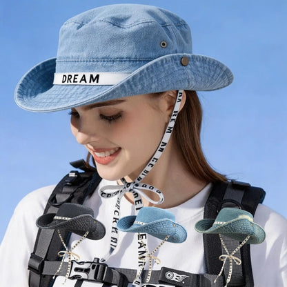 Waterproof Outdoor Flat Edge Sun Hat, Solid Color Bucket Hat