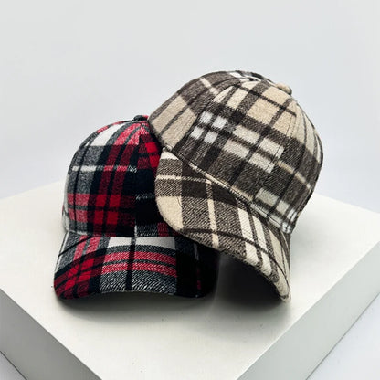New Unisex British Style Plaid Color Block Baseball Hats