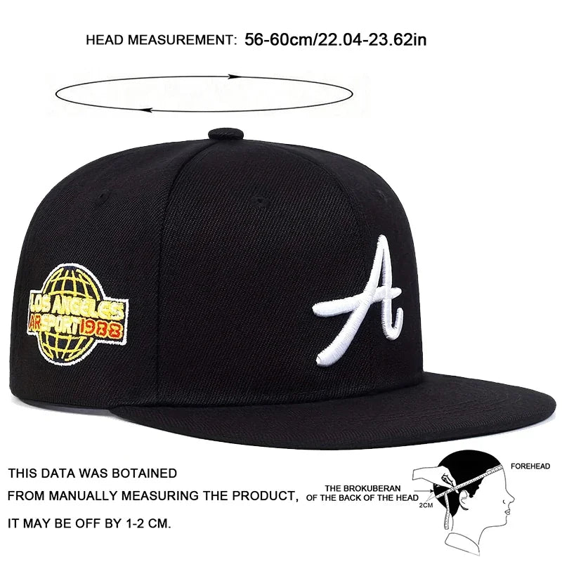 Unisex A Letter Embroidery Side Earth Hip-hop Hats Spring Autumn Outdoor Snapback Caps
