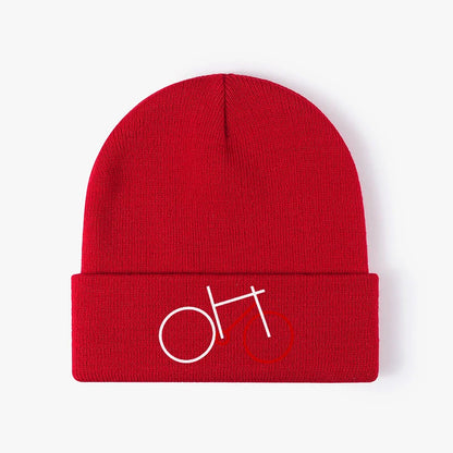 Bicycle Graphic Beanie Warm Knit Skull Cap