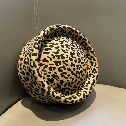 New Trend Retro Flight Attendant Leopard Print Hat Women