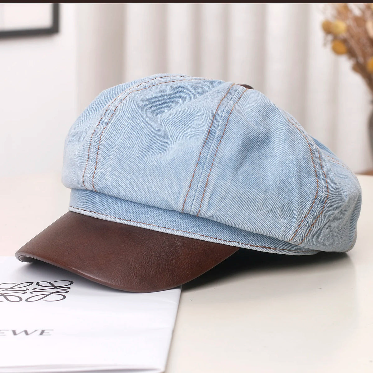 Vintage Washed Denim Newsboy Cap