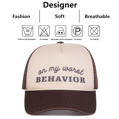 Unisex Behavior Letter Printed Baseball Net Caps Spring and Summer