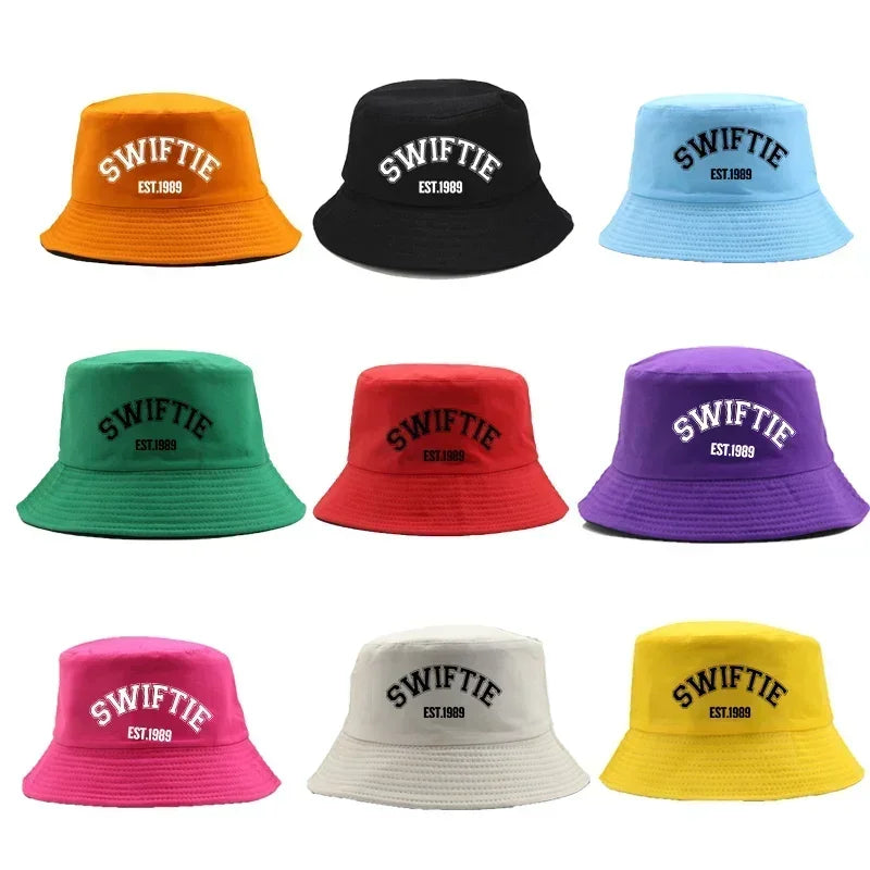Wholesale Hot Sale Bucket Hat Print 1989 Summer Cotton Sun Beach Hat