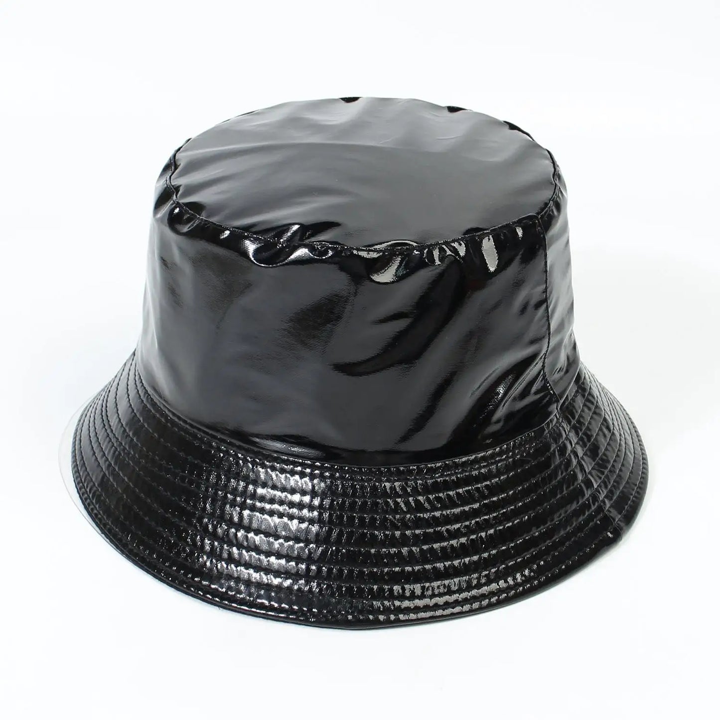 Faux Leather Bucket Hat Women Reversible PU Leather Sun Hat