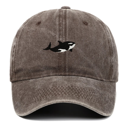 1pc Retro Washed Shark Embroidered Baseball Cap for Women Men