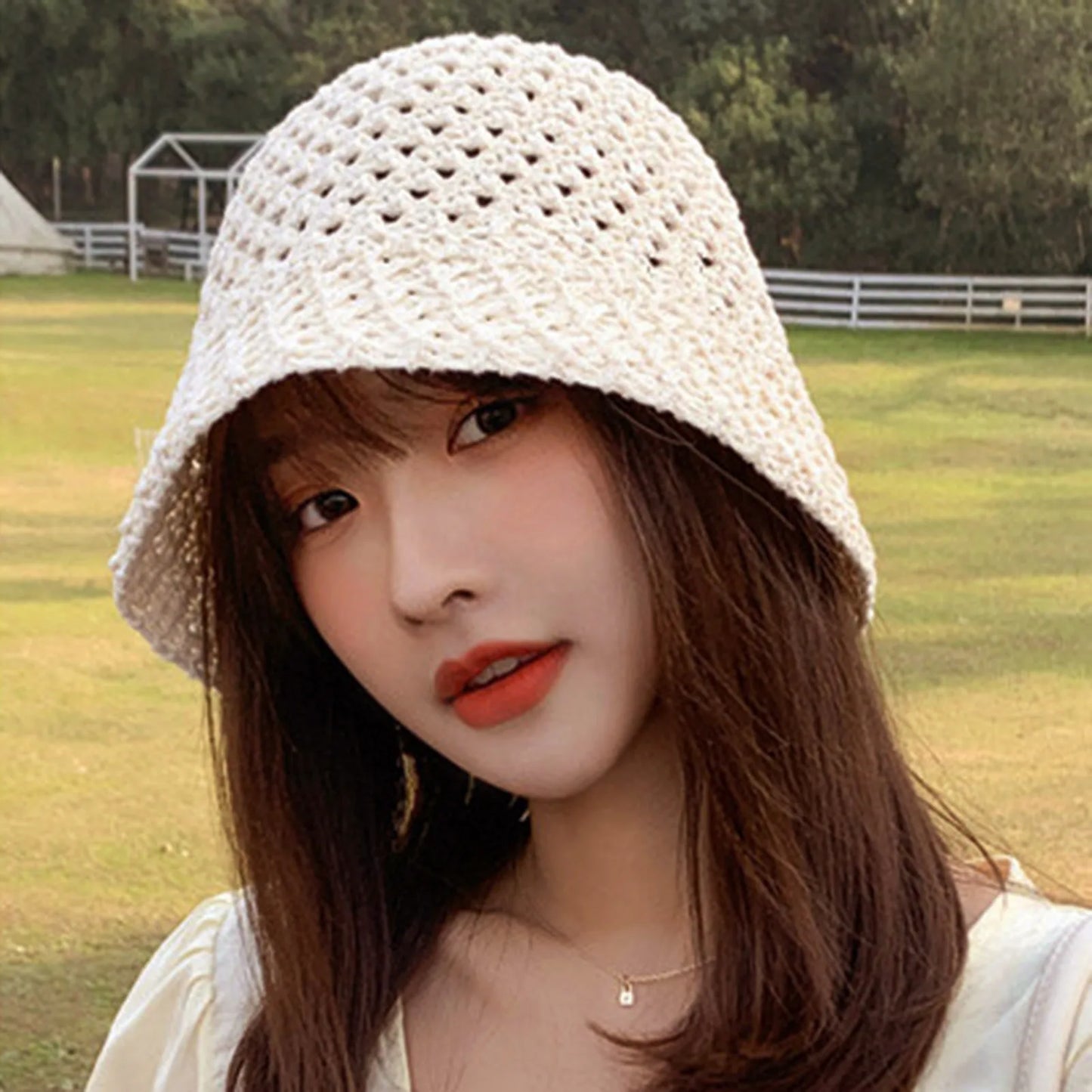 Summer Women Bucket Hat Hollow Out Thin Breathable Sun Hat