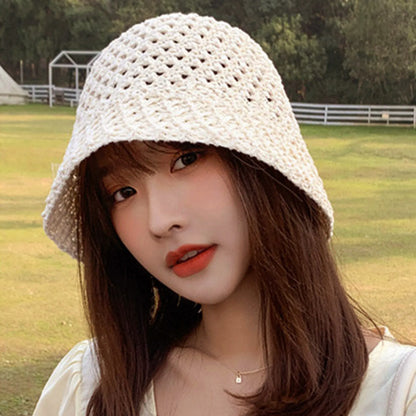 Summer Women Bucket Hat Hollow Out Thin Breathable Sun Hat