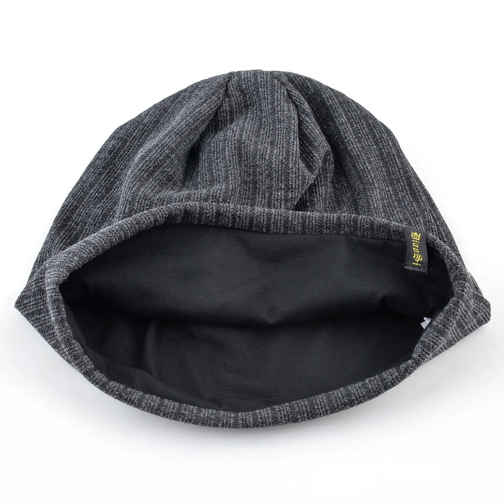 Double Lined Ribbed Slouch Beanie Hat For Men Women
