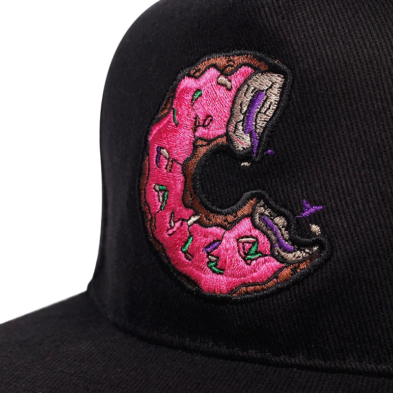 Unisex Doughnut Embroidery Hip-Hop Hats Outdoor Adjustable