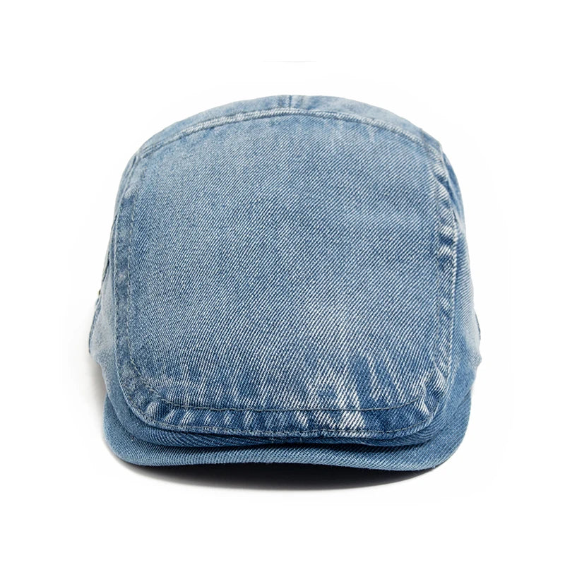 New Denim Cotton Beret Men Vintage Newsboy Cap Spring Autumn Casual Women