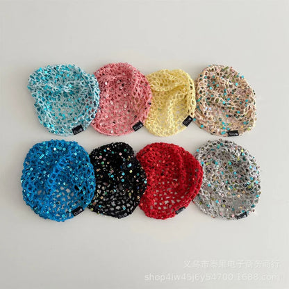 Early Autumn New Ethnic Style Sequin Hollow Knitted Pullover Hat