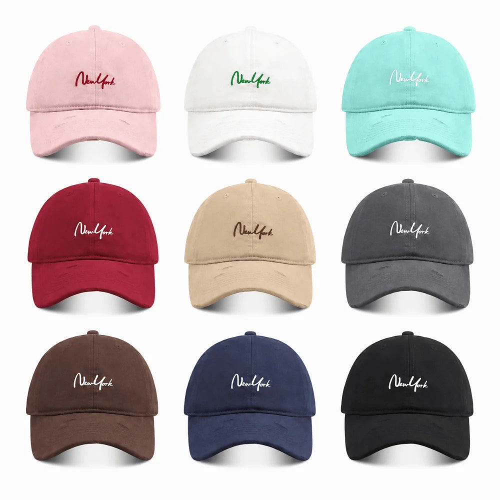 Adjustable New York Baseball Cap Cotton Deep Crown Dad Hat