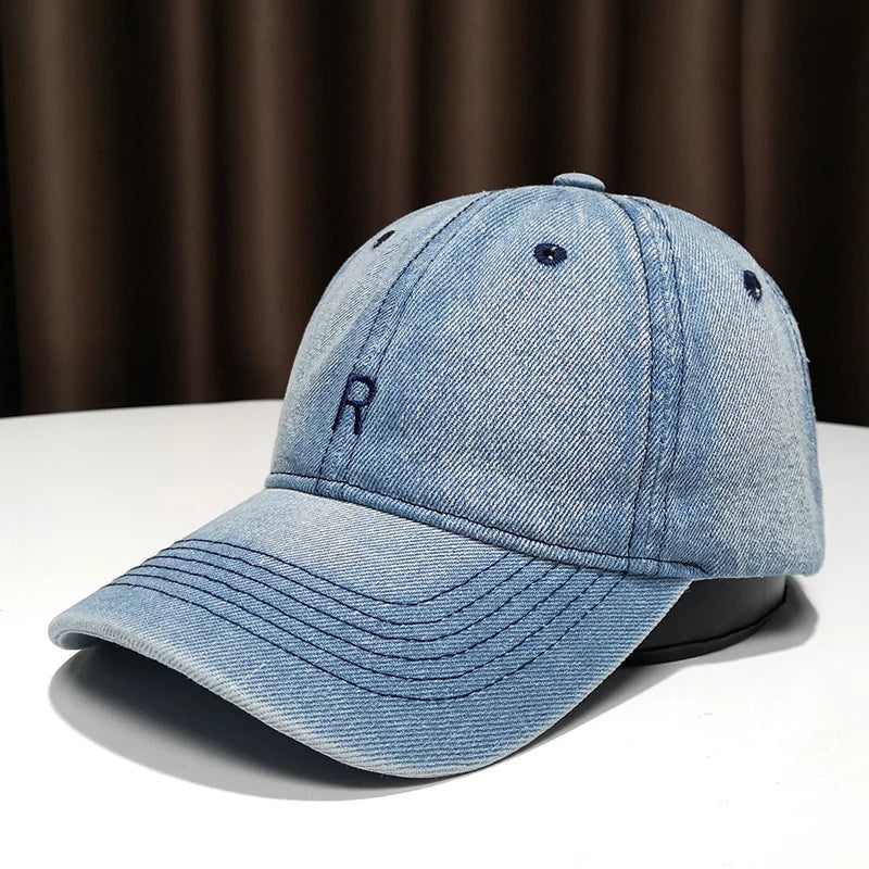Blue Cowboy Baseball Cap Men And Women Fall White British Visor