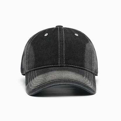 Retro Faded Denim Baseball Cap Washed Cotton Distressed Adjustable
