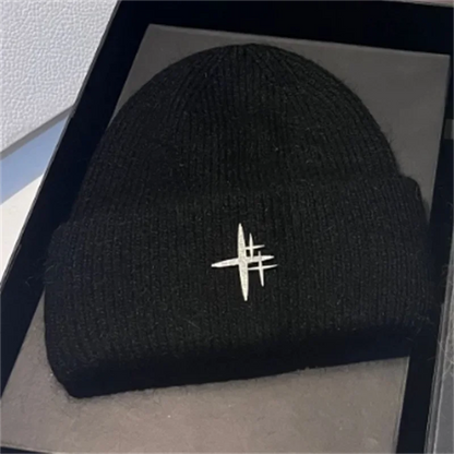 Women Luxury Rhinestone Logo Warm Wool Ear Hat