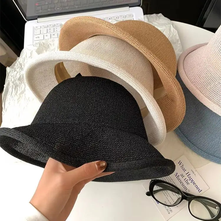 Cuffed Knitted Openwork Fisherman's Hat
