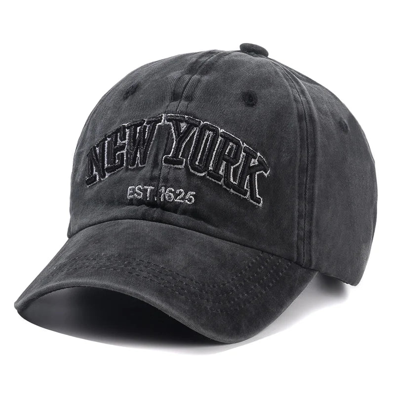 New York Washed Cotton Cap For Men Women