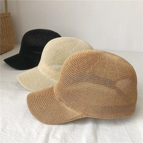 2026 Summer Breathable Straw Baseball Caps Women Outdoor