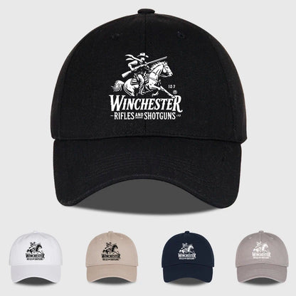 Winchester Cowboy Logo Print Soft Top Baseball Cap Soft Comfortable Breathable Adjustable Retro Western Style
