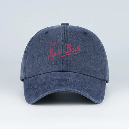 Saint Barth "The Place To Be" Print Washed Baseball Cap