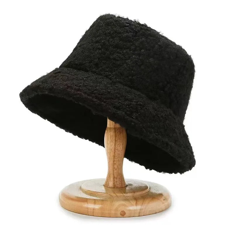 Lambswool Unisex Bucket Hats For Women Men Winter