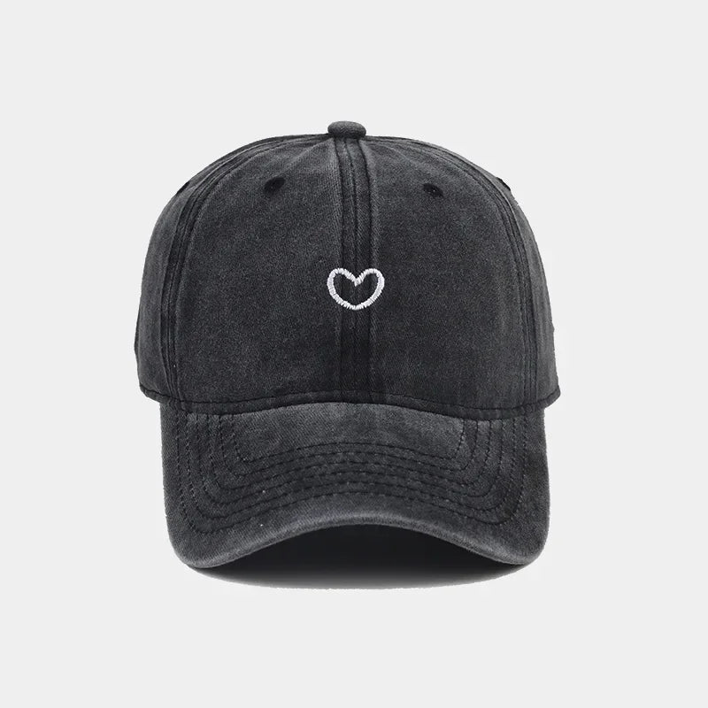 Hat New For Women Men Washed Cotton Baseball Cap Soft Top Embroidered Love Retro