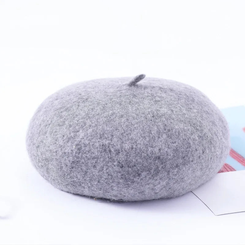 Wool Beret Hat Women Retro Knitted Warm Winter Unisex Painter Cap