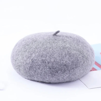 Wool Beret Hat Women Retro Knitted Warm Winter Unisex Painter Cap