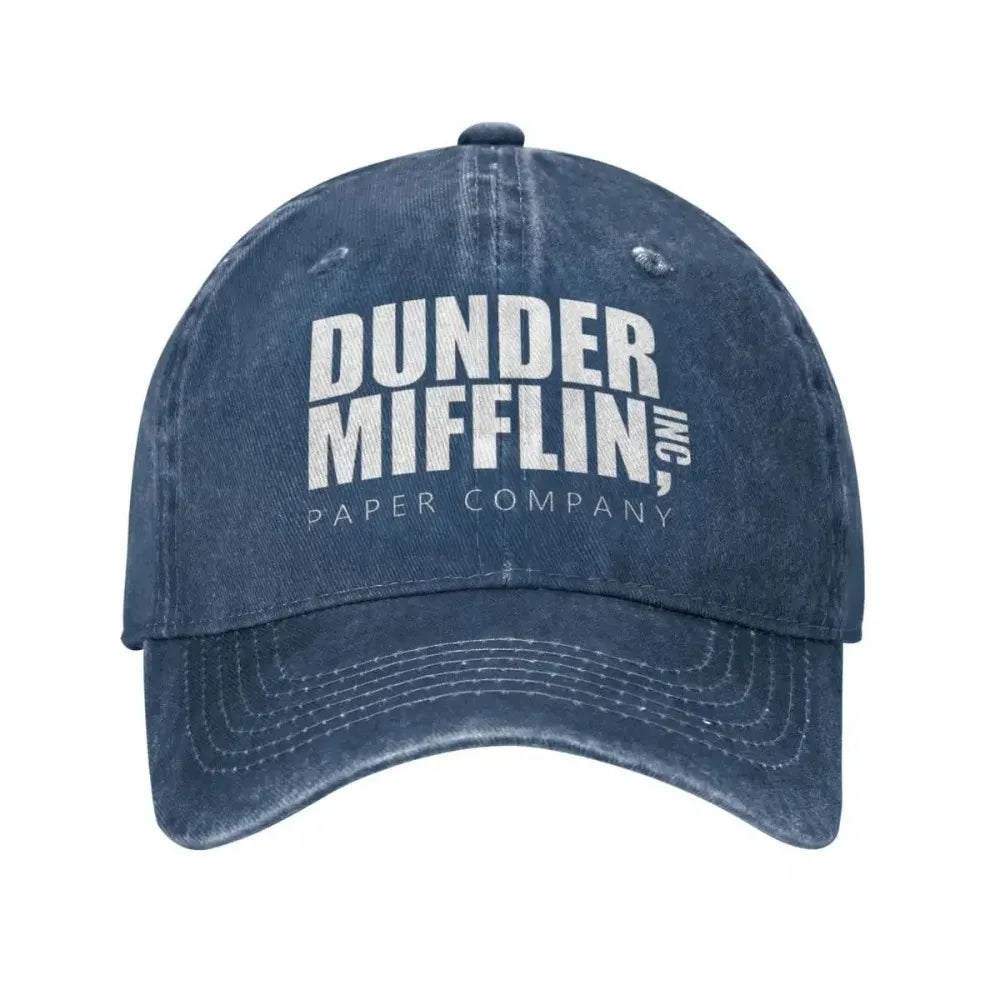 Classic Dunder Mifflin Logo Baseball Caps Men Women Distressed Denim Washed Sun Cap