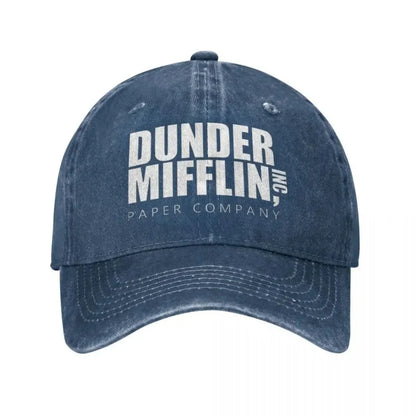 Classic Dunder Mifflin Logo Baseball Caps Men Women Distressed Denim Washed Sun Cap