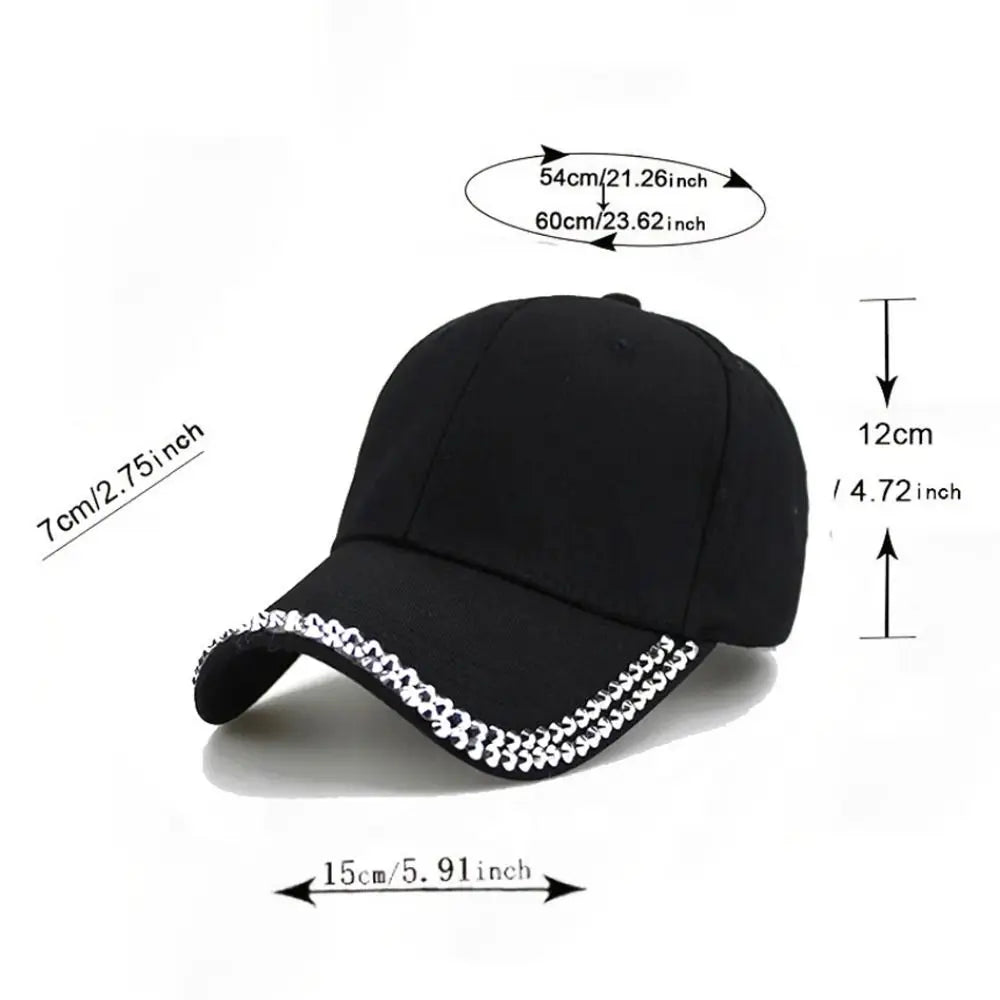 Elegant Rhinestone Baseball Cap Adjustable