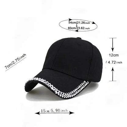Elegant Rhinestone Baseball Cap Adjustable