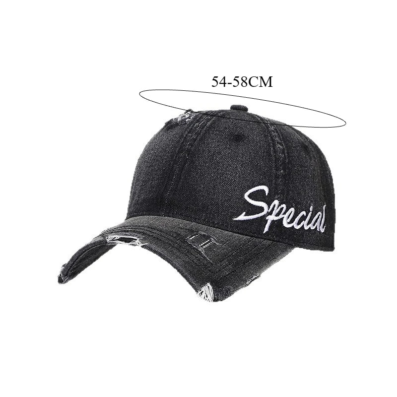 American Vintage Distressed Ripped Denim Baseball Cap