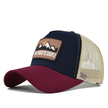 Letter Mesh Breathable Hat Women Men Embroidery Blocking Baseball Cap
