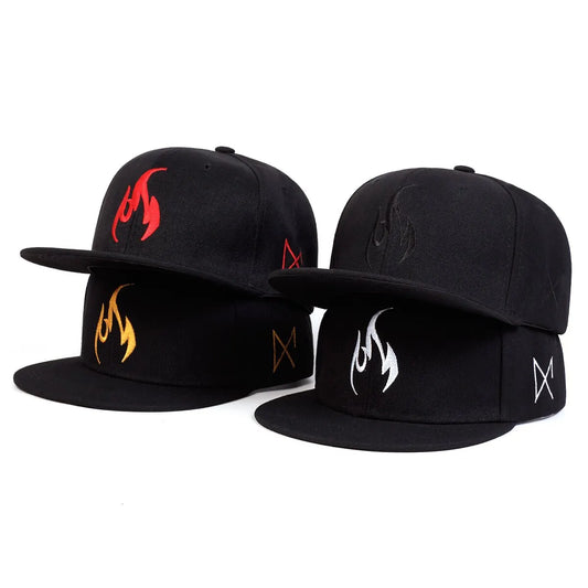 Unisex Flame Embroidery Hip-hop Hats Outdoor Casual Snapback Caps