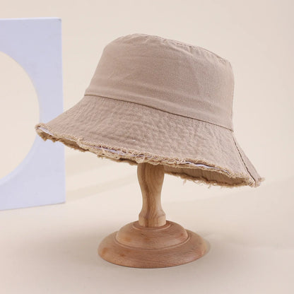 Women American Vintage Distressed Frayed Edge Bucket Hat