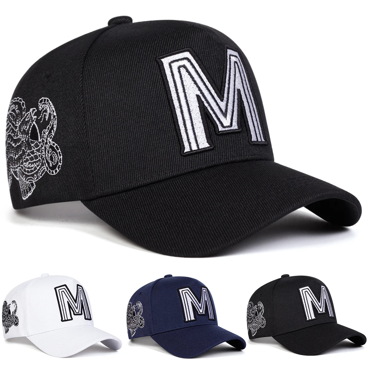 Unisex M Letter Embroidery Baseball Caps Spring and Autumn Outdoor Adjustable Casual Hat Sports Cap