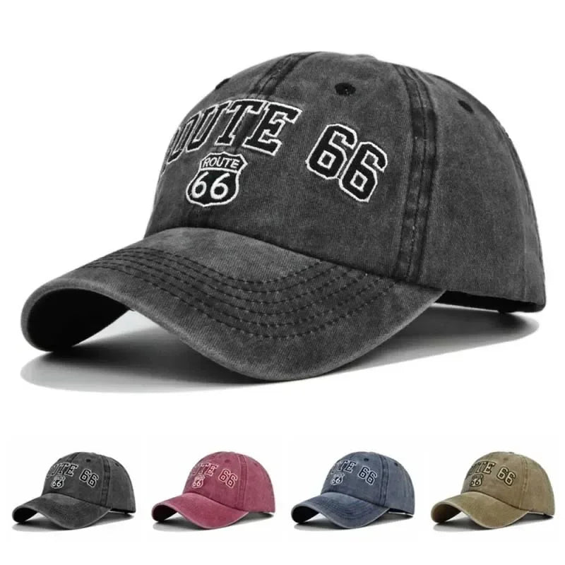 ROUTE 66 Letter Embroidered Baseball Cap Fashion Cotton Snapback Hat Hip Hop Caps Outdoor Hats