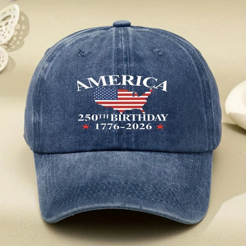 1pc Women'S Baseball Cap with 250 Birthday Anniversary Series of The United States,Versatile Retro Soft-Top Dad Hat for Outdoor