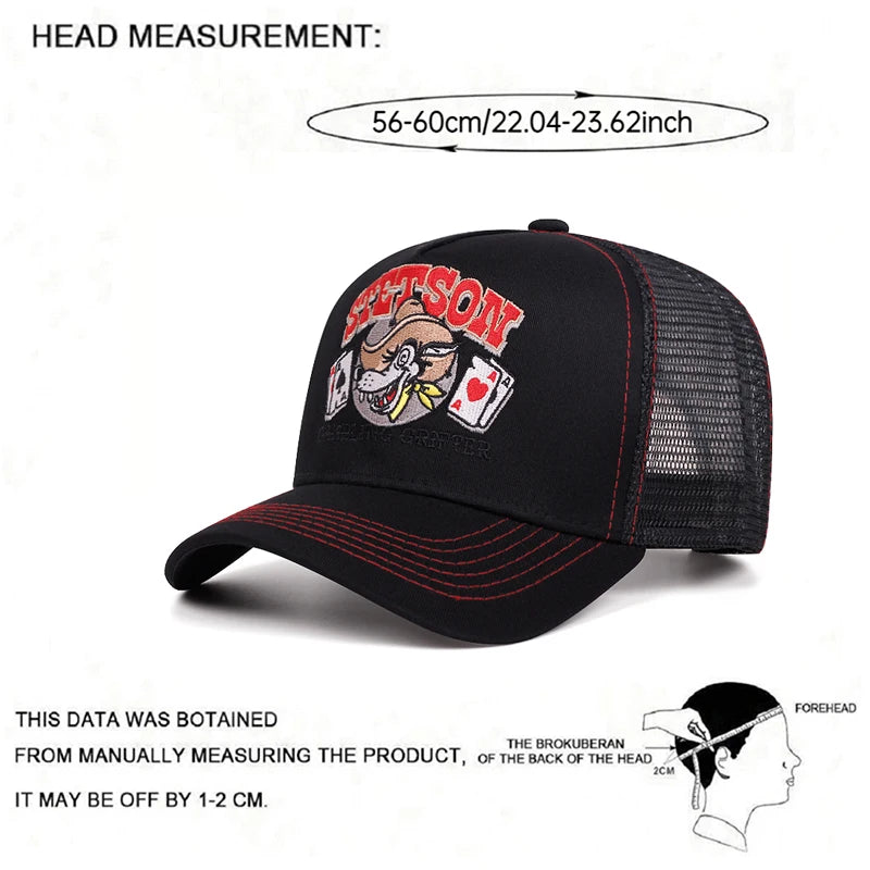 Fashion New Truck Hat Stetson Wolf Head Poker Embroidery Street Pop Hip Hop Hat